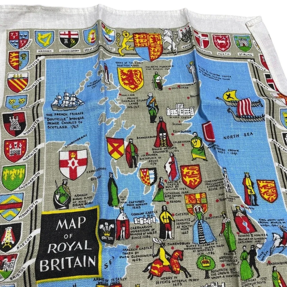 Map of Royal Brittan Ulster Weavers Towel Irish Linen  17 x 26